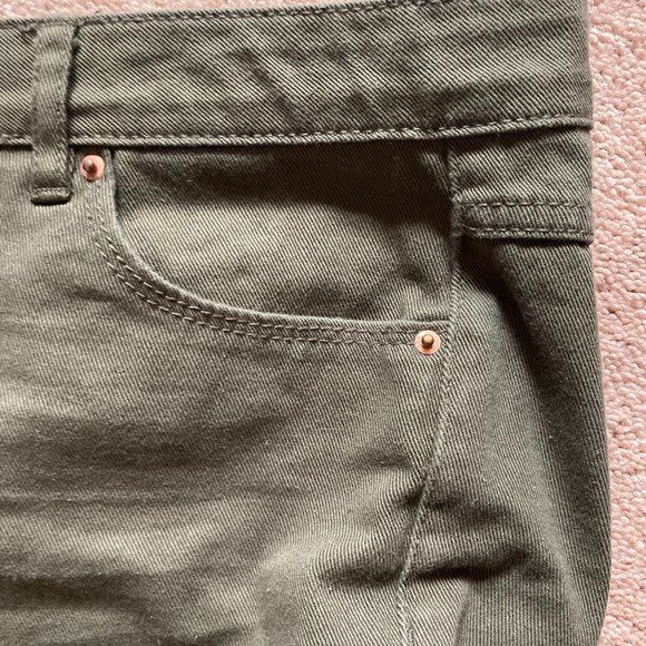 Olive Green Denim Short Shorts - Picture 3 of 4